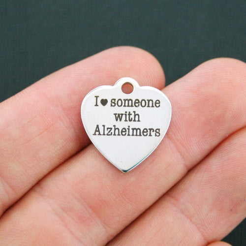 Alzheimers Stainless Steel Charms - I love someone with - BFS011-0440