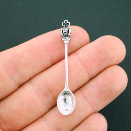 4 Spoon Antique Silver Tone Charms 3D - SC2104