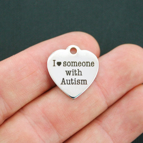 Autism Stainless Steel Charms - I love someone with - BFS011-0441
