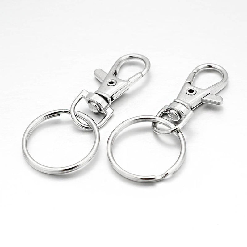 Silver Tone Key Rings with Swivel Lobster Clasp - 36mm x 15mm - 5 Pieces - FD529
