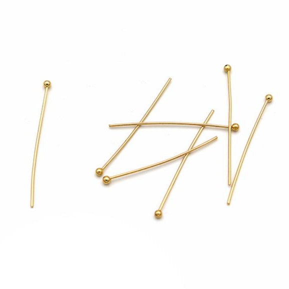 Broches à tête sphérique en acier inoxydable doré - 30 mm - 15 pièces - PIN108