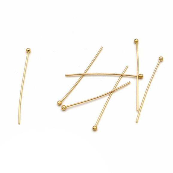 Gold Stainless Steel Ball Head Pins - 30mm - 15 Pieces - PIN108