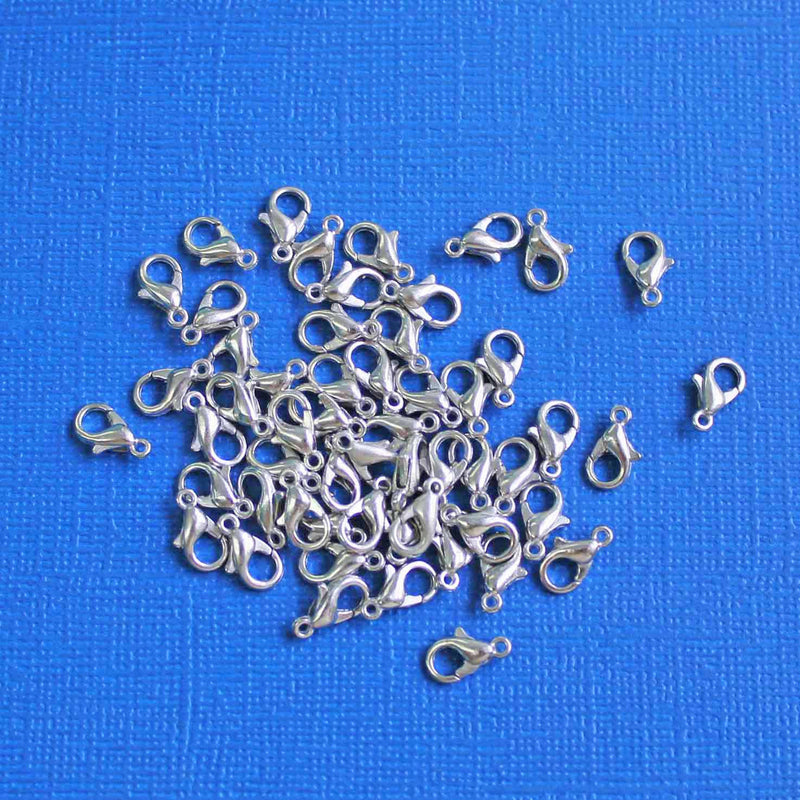 Silver Tone Lobster Clasps 10mm x 6mm - 10 Clasps - FD467