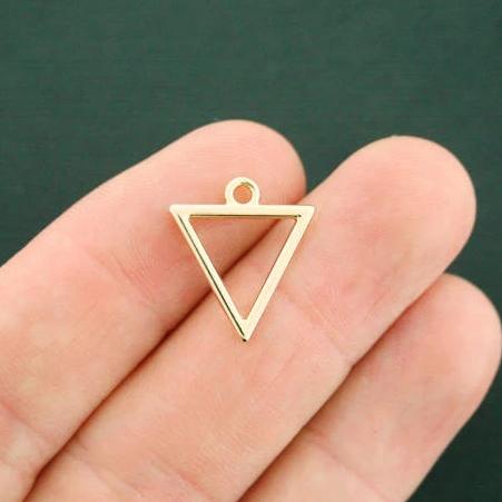 4 Triangle Gold Tone Charms 2 Sided - GC1203