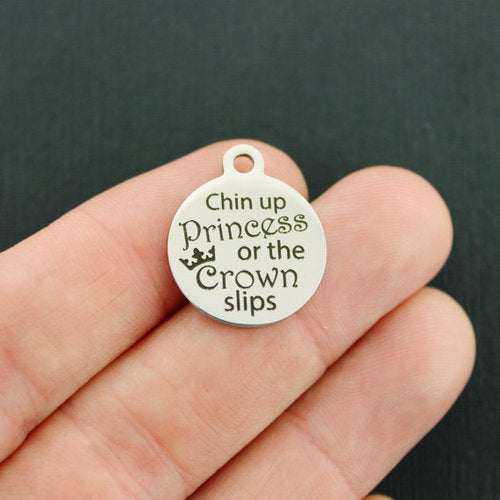 Chin up Princess Stainless Steel Charms - or the crown slips - BFS001-4436