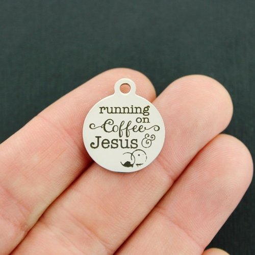 Running on Stainless Steel Charms - Coffee & Jesus - BFS001-4445