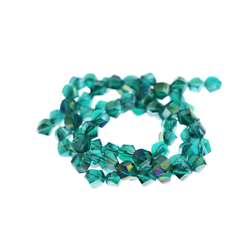 Faceted Glass Beads 8mm - Electroplated Sea Green - 1 Strand 72 Beads - BD1525