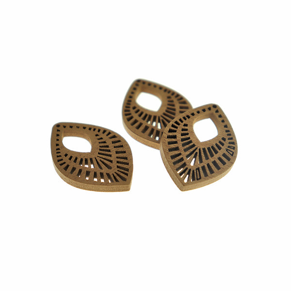 BULK 30 breloques en bois naturel filigrane larme - WP310
