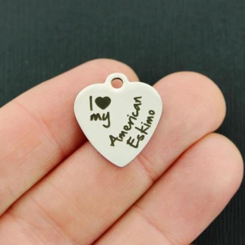 American Eskimo Stainless Steel Charms - I love my - BFS011-4489
