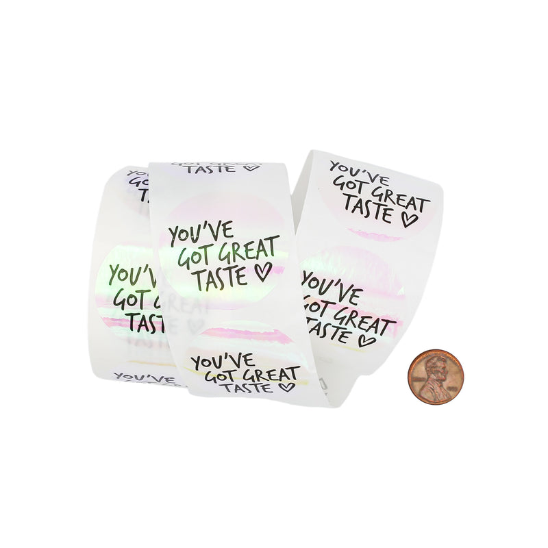 BULK 500 Rainbow You've Got Great Taste Self-Adhesive Paper Gift Tags - Full Roll - TL139