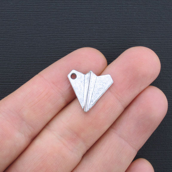 8 breloques ton argent antique avion en papier 3D - SC2365