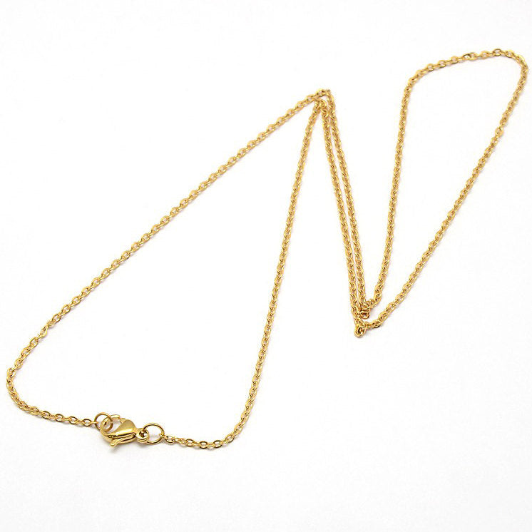 Gold Stainless Steel Cable Chain Necklace 18" - 1mm - 1 Necklace - N064