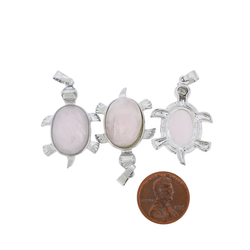 Pendentif tortue en quartz rose naturel - GEM010