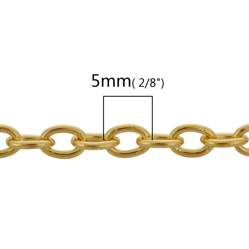 Bulk Gold Tone Cable Chain 32ft - 3mm - FD148