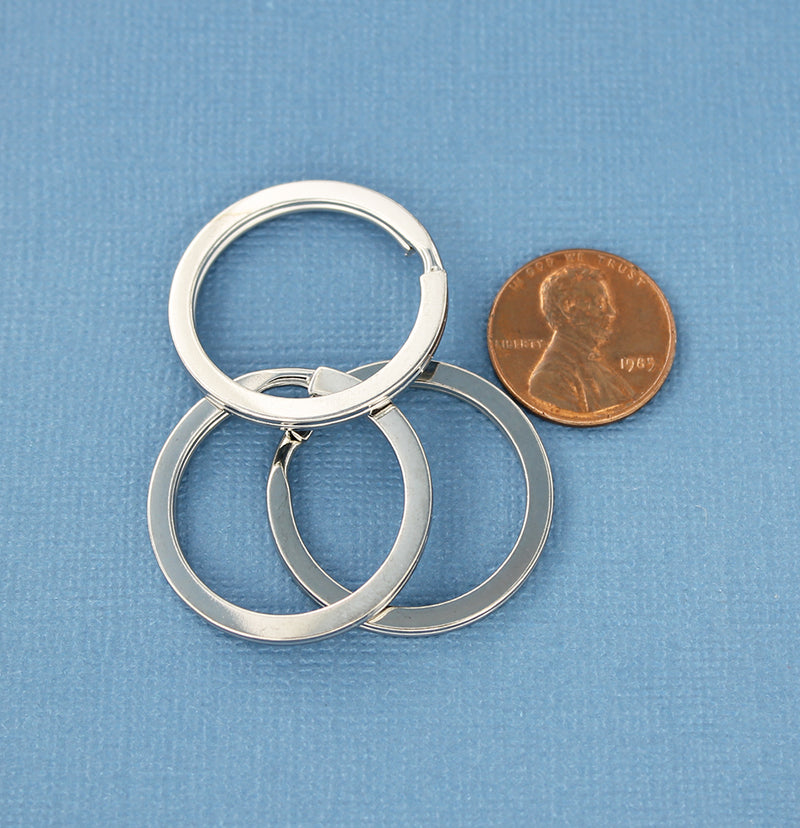Silver Tone Key Rings - 28mm - 20 Pieces - Z687