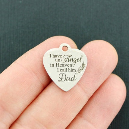 Memorial Stainless Steel Charms - I have an angel in heaven, I call him Dad - BFS011-4511