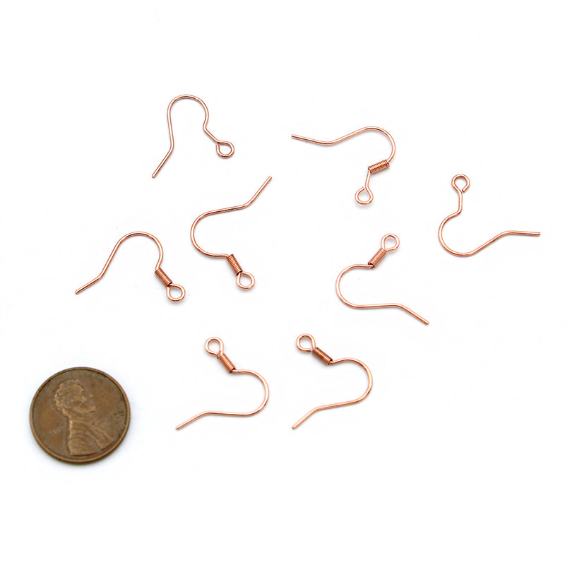 Rose Gold Stainless Steel Earrings - French Style Hooks - 20mm x 21mm - 10 Pieces 5 Pairs - FD969