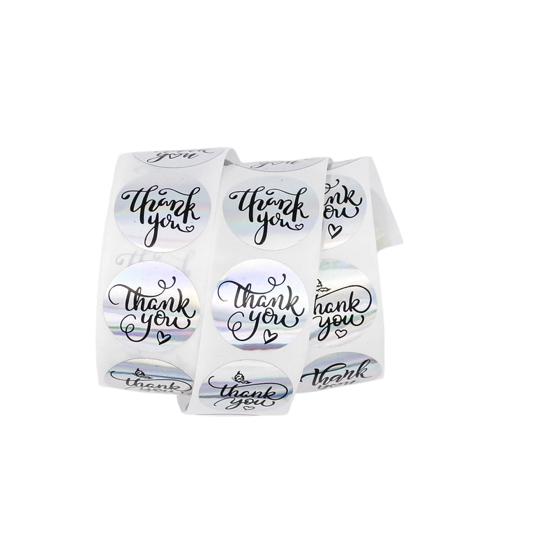 BULK 500 Rainbow Thank You Self-Adhesive Paper Gift Tags - Full Roll - TL157