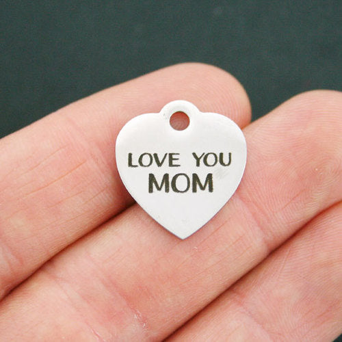 Love You Mom Stainless Steel Charms - BFS011-0455