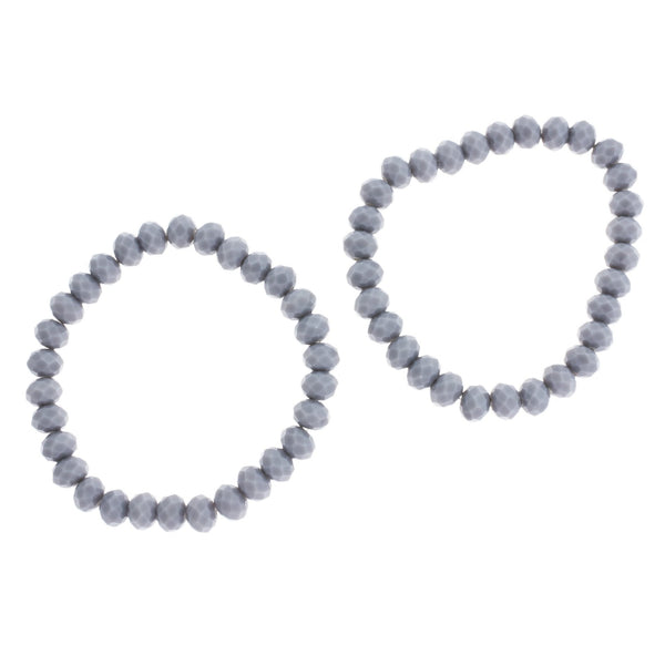 Bracelet Perles de Verre Rondelle - 68mm - Gris Anthracite - 1 Bracelet - N795