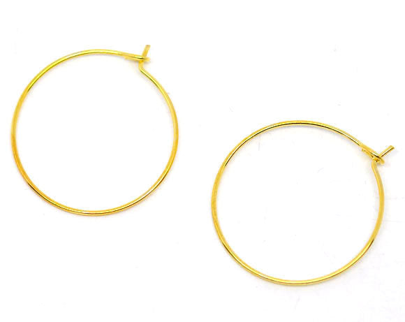 Gold Tone Earring Wires - Wine Charms Hoops - 25mm - 50 Pieces 25 Pairs - Z081