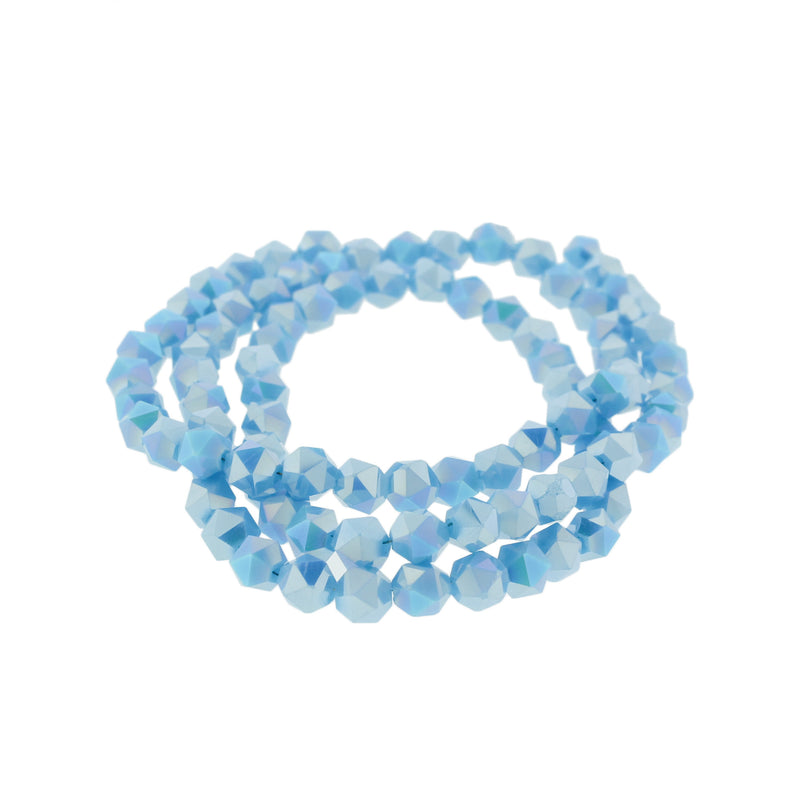 Faceted Glass Beads 5mm - Electroplated Sky Blue - 1 Strand 97 Beads - BD733