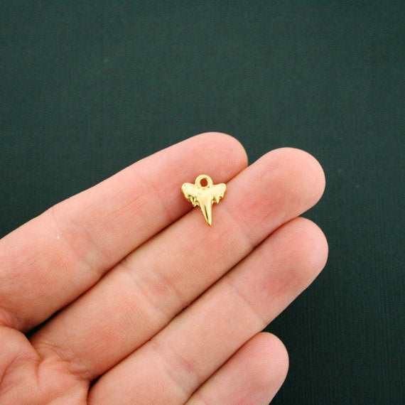 12 Shark Tooth Gold Tone Charms 2 Sided - GC902