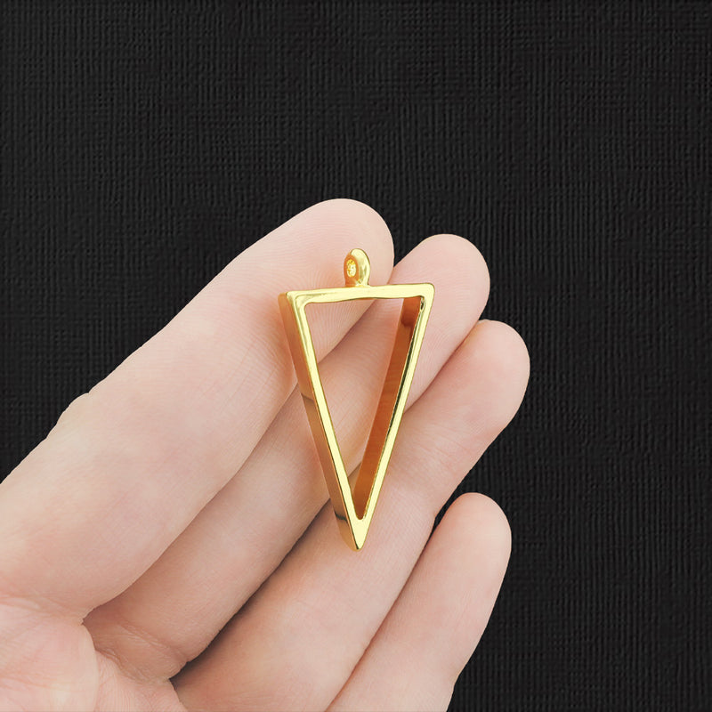 2 Triangle Gold Tone Charms 2 Sided - GC961