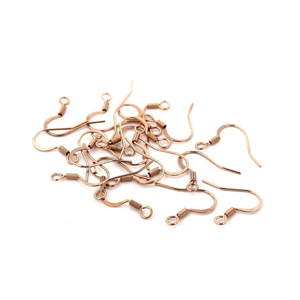 Boucles d'oreilles en acier inoxydable doré rose - Crochets de style français - 18 mm x 17 mm - 4 pièces 2 paires - FD724