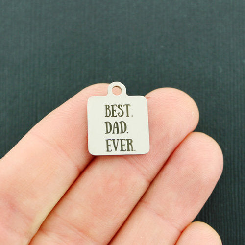 Best Dad Ever Stainless Steel Charms - BFS013-4621