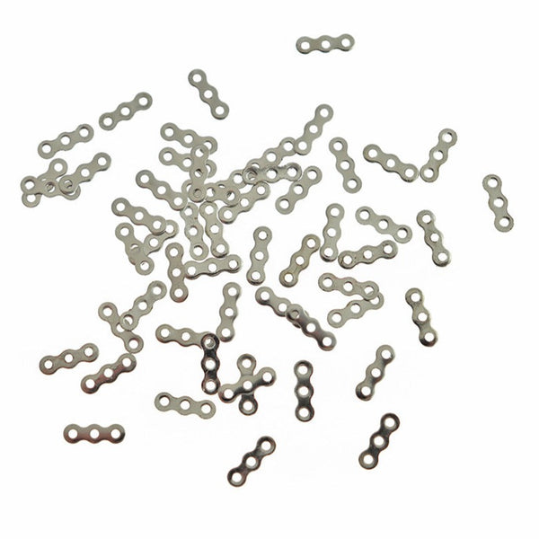 100 Connector Antique Silver Tone Charms 2 Sided - FD570