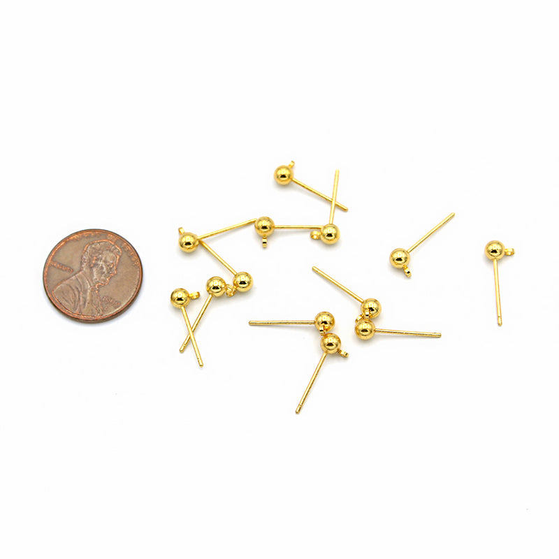 Boucles d'oreilles en acier inoxydable doré - Bases de clous - 4 mm x 6 mm - 50 pièces 25 paires - FD973