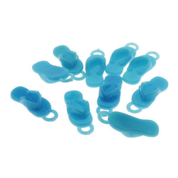 SALE 20 Blue Flip Flop Acrylic Charms 3D - K172