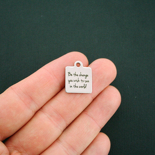 Be the change Stainless Steel Charms - you wish to see in the world - BFS013-0463