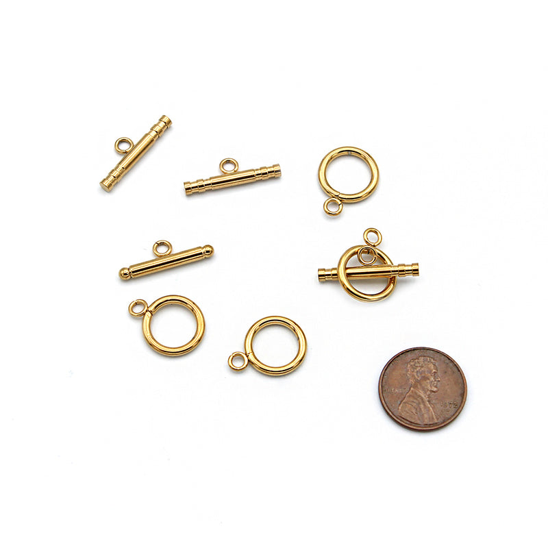 Gold Stainless Steel Toggle Clasps 22mm x 13mm - 1 Set 2 Pieces - FD974