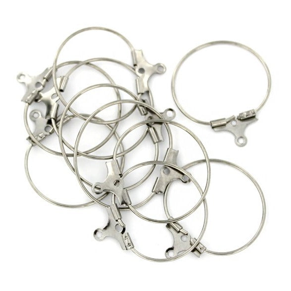 Stainless Steel Earring Wires - Wine Charms Hoops - 24mm x 22mm - 10 Pieces 5 Pairs - MT726