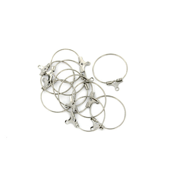 Stainless Steel Earring Wires - Wine Charms Hoops - 24mm x 22mm - 50 Pieces 25 Pairs - MT726