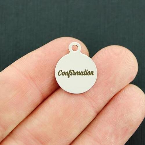 Confirmation Stainless Steel Small Round Charms - BFS002-4698