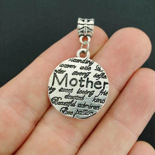 4 Mother Antique Silver Tone Charms - SC6405