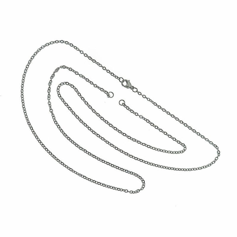 Stainless Steel Cable Chain Connector Necklace 28"- 2mm - 1 Necklace - N621