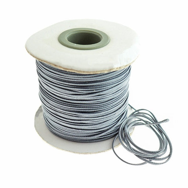 10 Yards Waxed Cord Grey 1mm High Quality - WC09