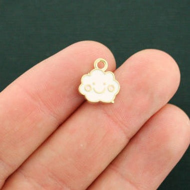 6 Cloud Gold Tone Enamel Charms - E367