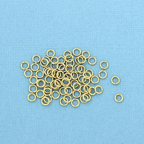 Gold Stainless Steel Jump Rings 4mm x 0.7mm - Open 21 Gauge - 50 Rings - SS041