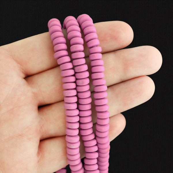 Abacus Polymer Clay Beads 4mm x 7mm - Mauve - 1 Strand 110 Beads - BD1157