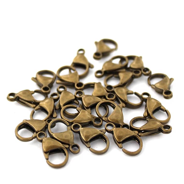 Bronze Stainless Steel Lobster Clasps 9mm x 15mm - 4 Clasps - FD667