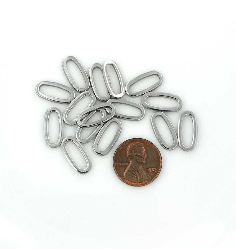 5 Oval Linking Ring Stainless Steel Charms 2 Sided - MT324