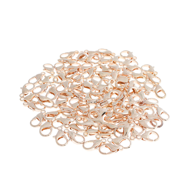 Rose Gold Tone Lobster Clasps 14mm x 8mm - 100 Clasps - FF235
