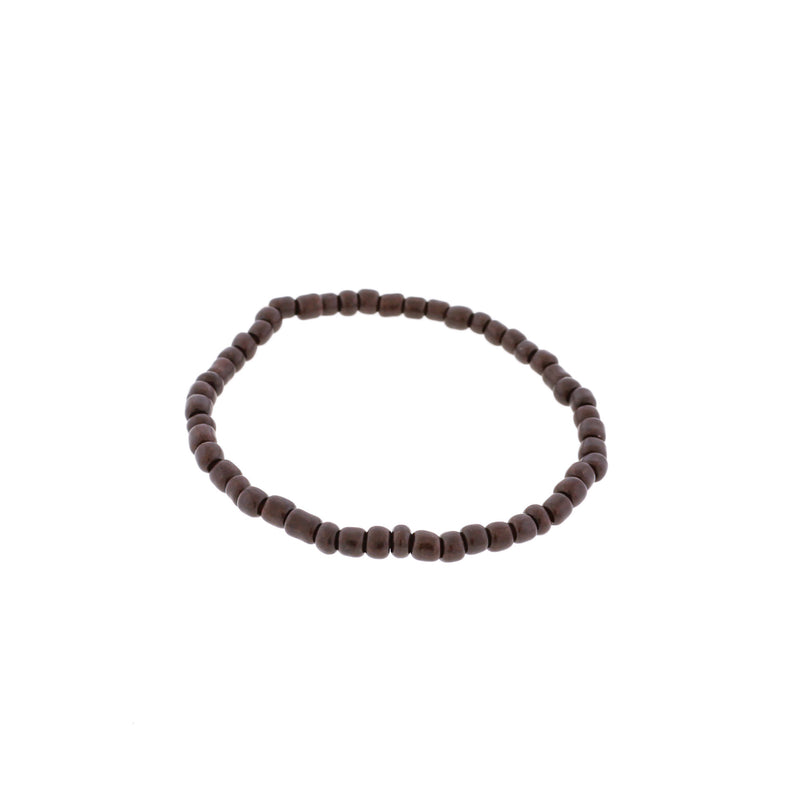 Seed Glass Bead Bracelets - 65mm - Coffee Brown - 5 Bracelets - BB247
