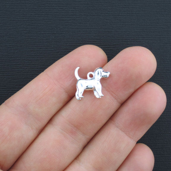 5 Dog Silver Tone Charms 3D - SC3362