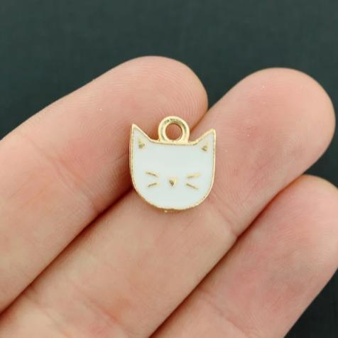 4 Cat Gold Tone Enamel Charms - E171